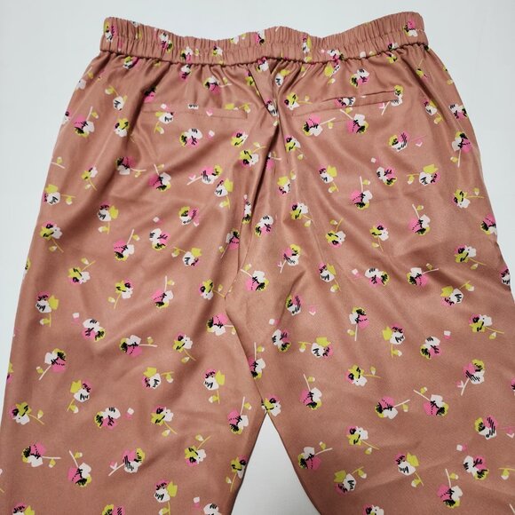 J. Crew Salmon Floral Falling Pansies High Rise Pull On Trousers - Picture 4 of 8